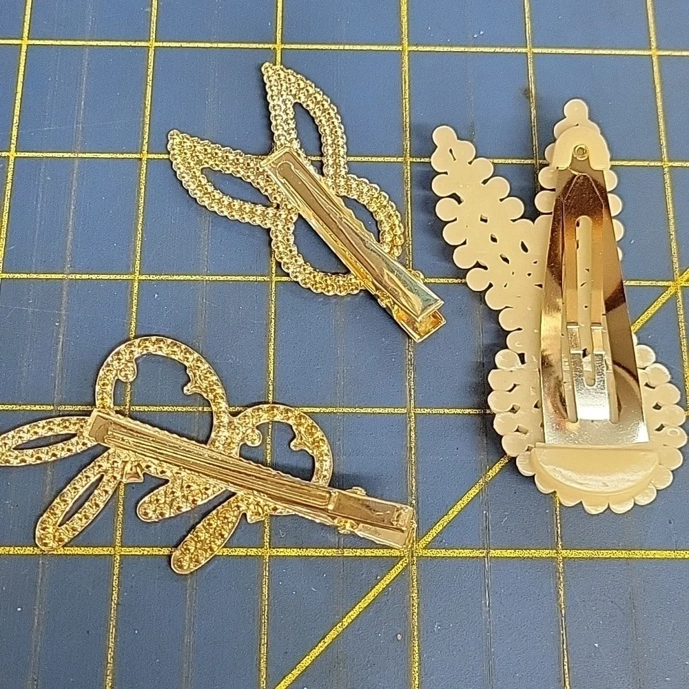 Bunny Pearl Faux Rhinestone Silver Tone Hair Clips Barette Set of 3
